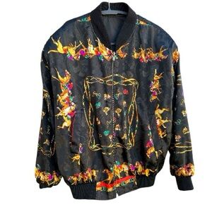 Unbranded Faux Satin Equestrian Horse Reversible Bomber Jacket No size tag
